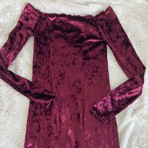 VELVET OFF THE SHOULDER DRESS